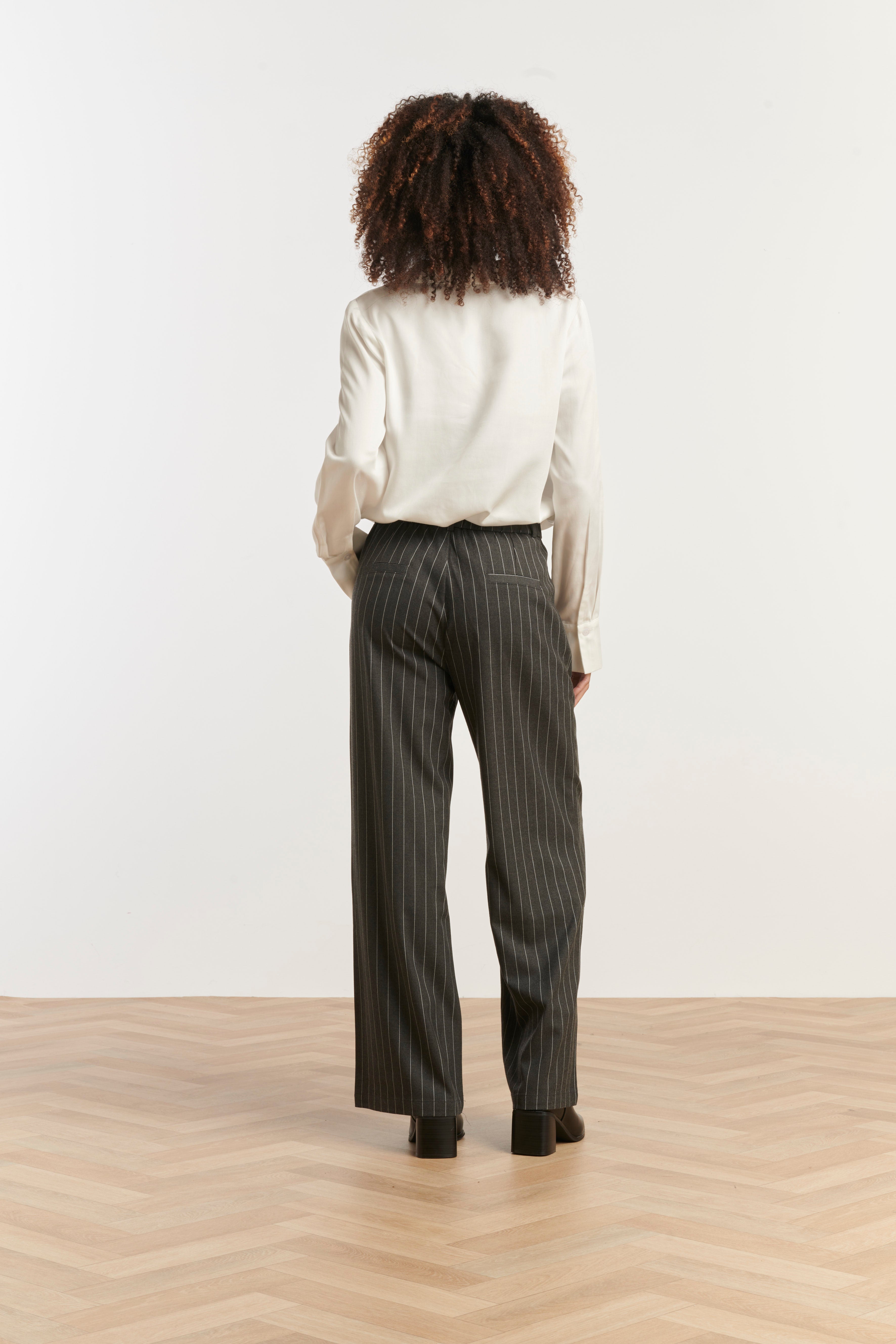 Smashed Lemon Grey Pinstripe Trousers