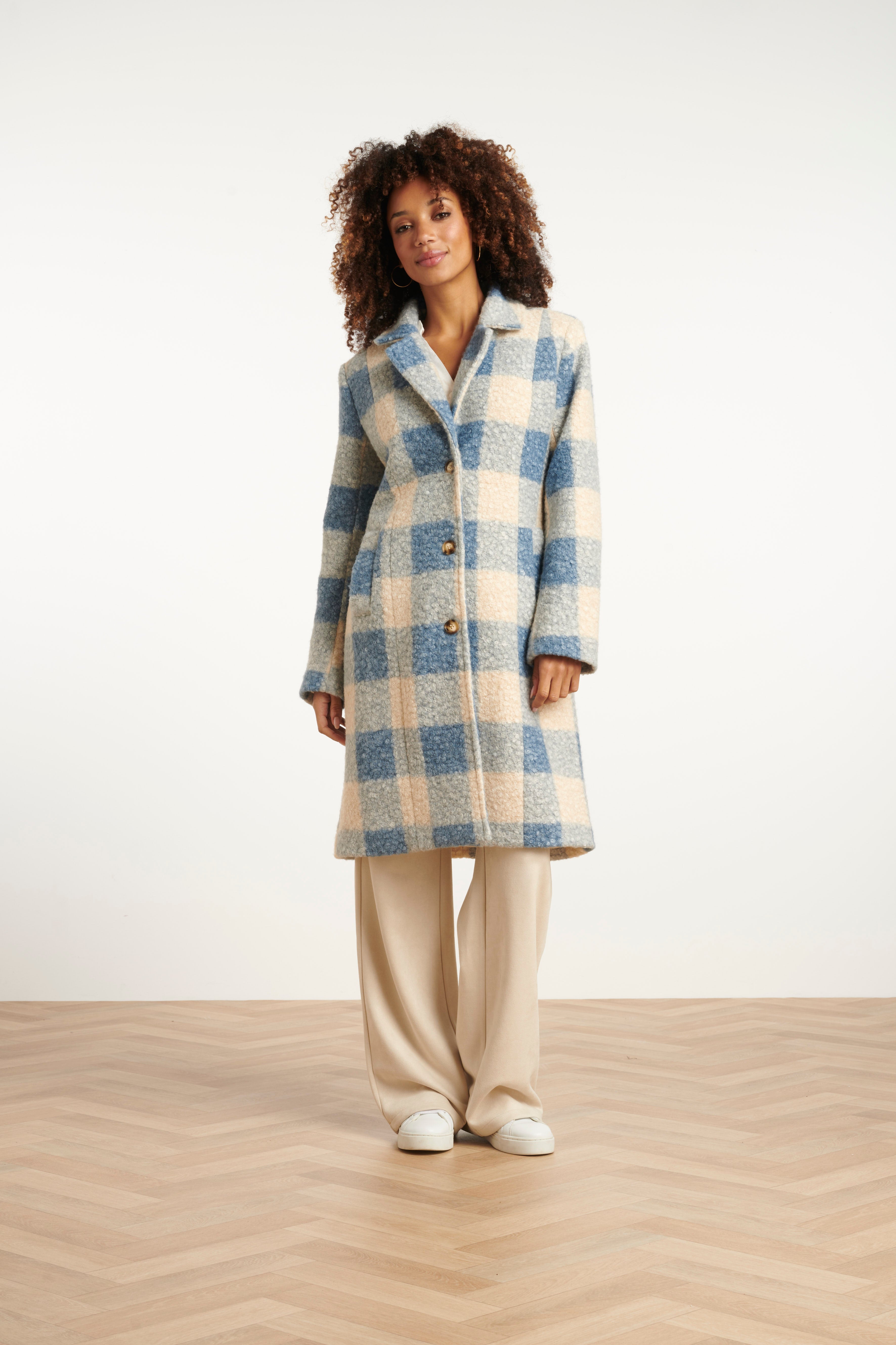 Smashed Lemon Tori Boucle Coat Blue