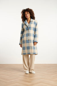 Smashed Lemon Tori Boucle Coat Blue