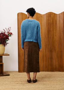 FRNCH Ice Brown suede feel skirt