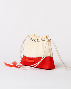 Surkana Pleated bag in Cream & Red