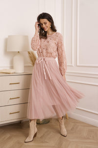 Choklate Textured Rosette Pink top