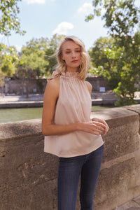 Choklate satin top with bow - Pink