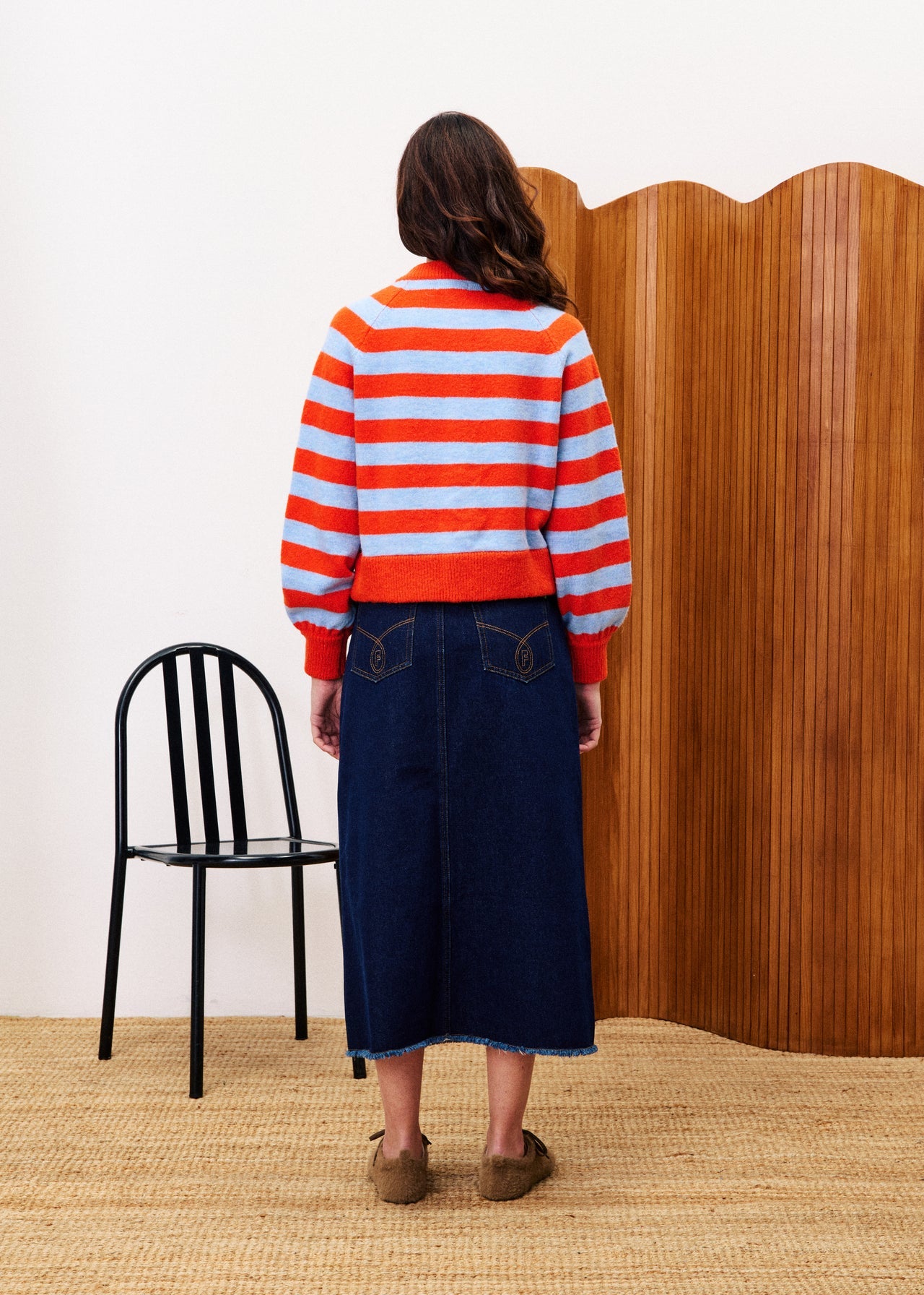 FRNCH Maud Orange stripe cardi