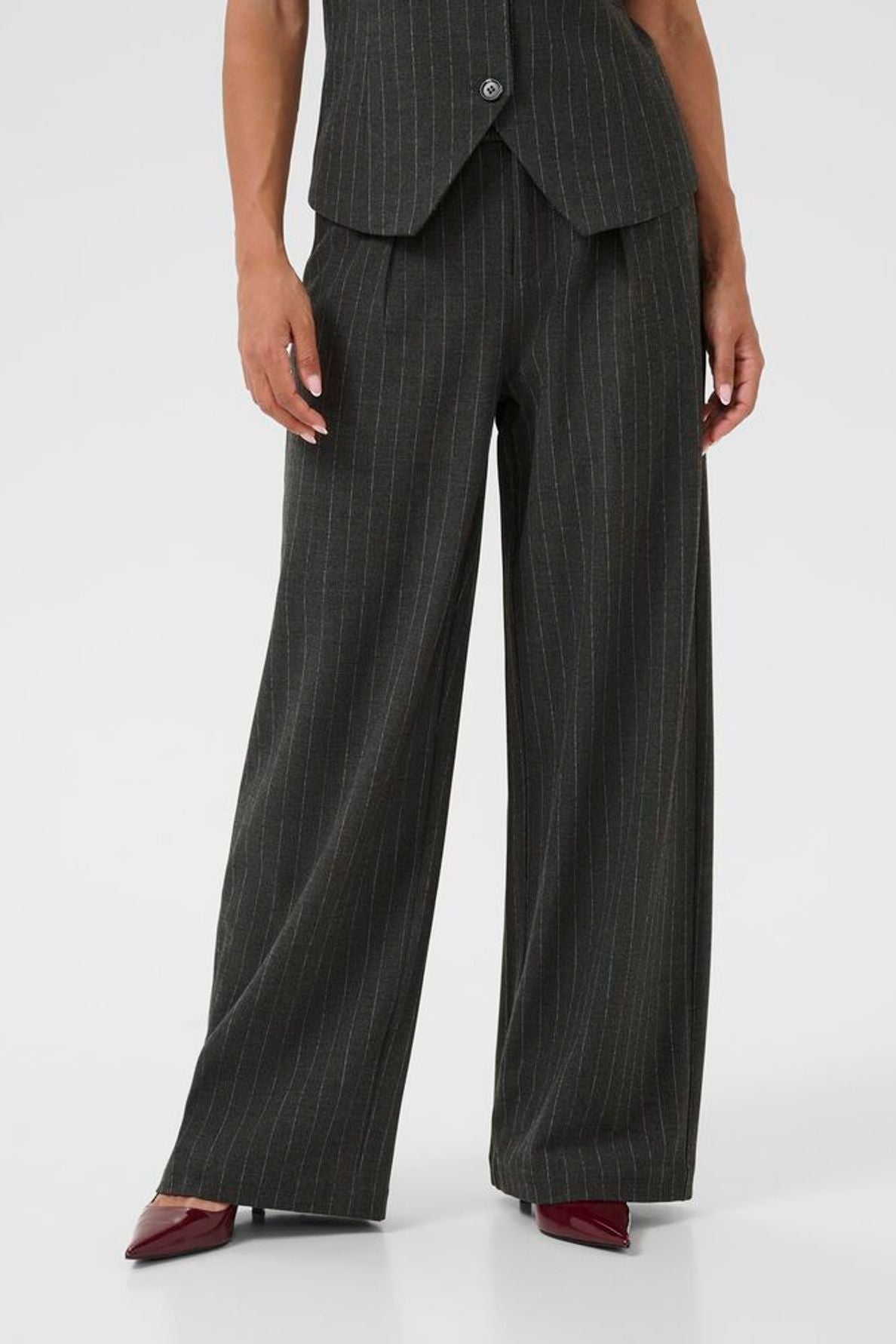 CREAM Grey Pin Stripe Trousers