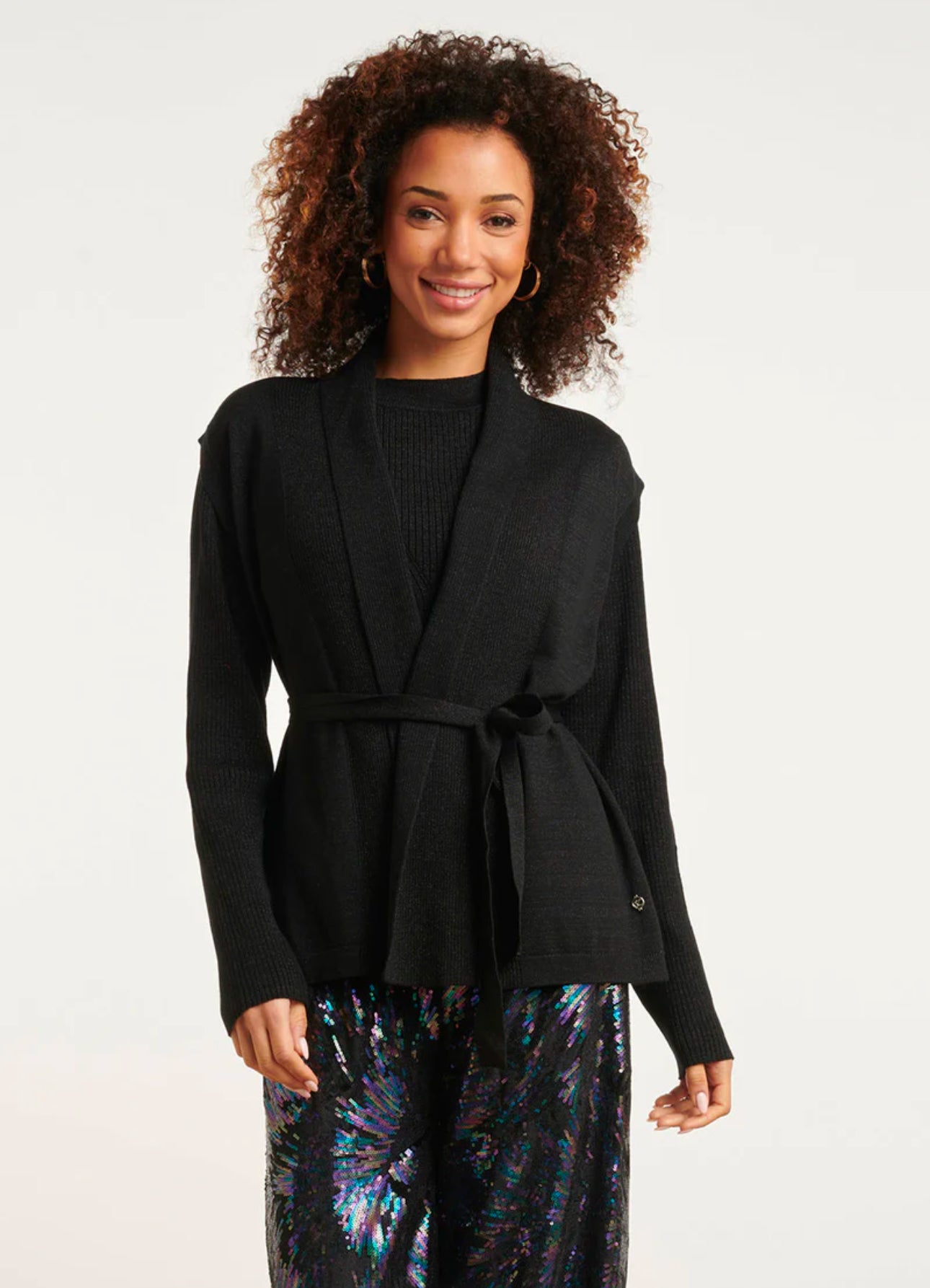 Smashed Lemon Black Shimmer Cardi