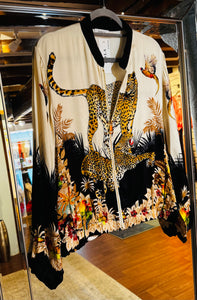 Zola Black trim Animal print Bomber