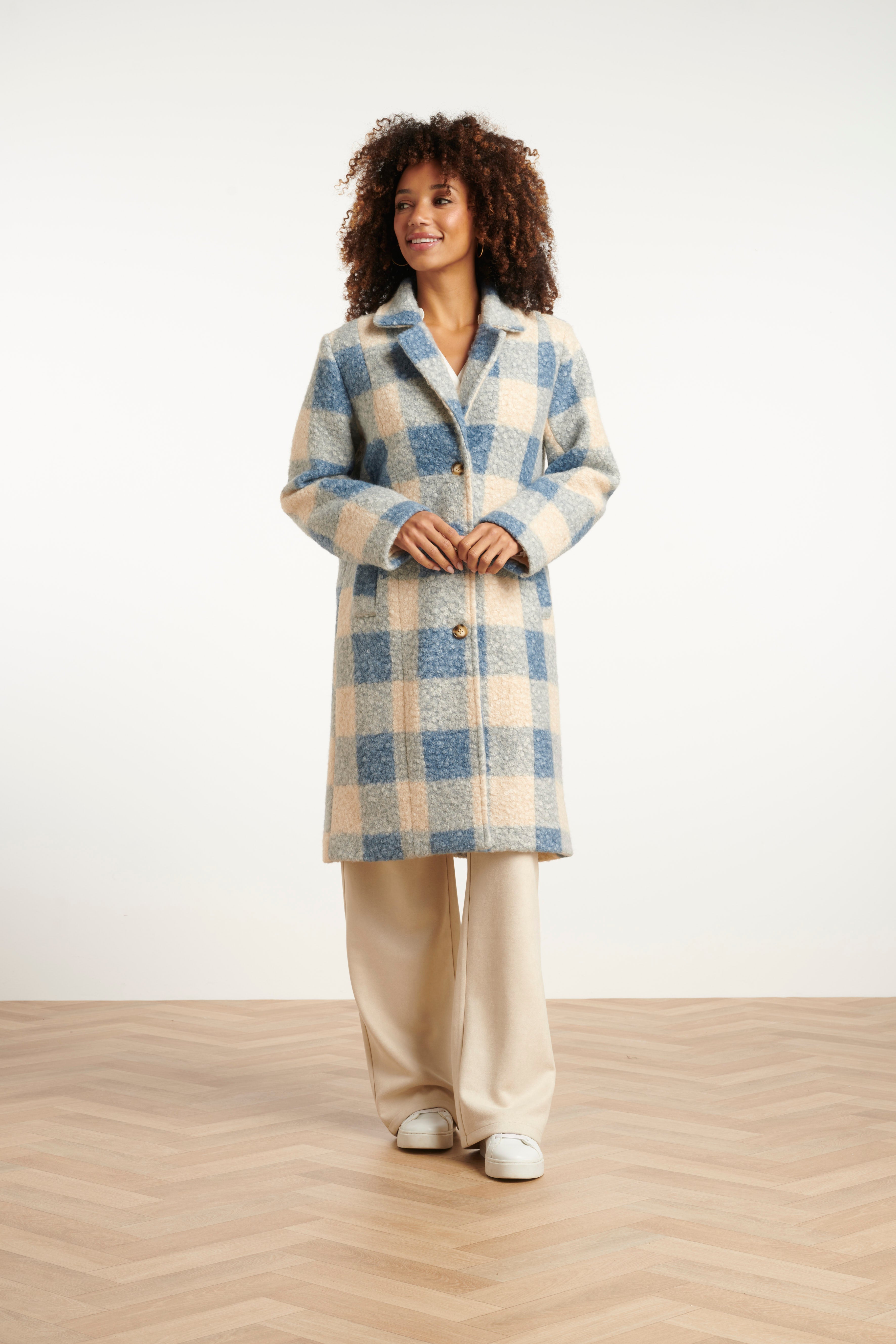 Smashed Lemon Tori Boucle Coat Blue