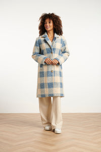 Smashed Lemon Tori Boucle Coat Blue
