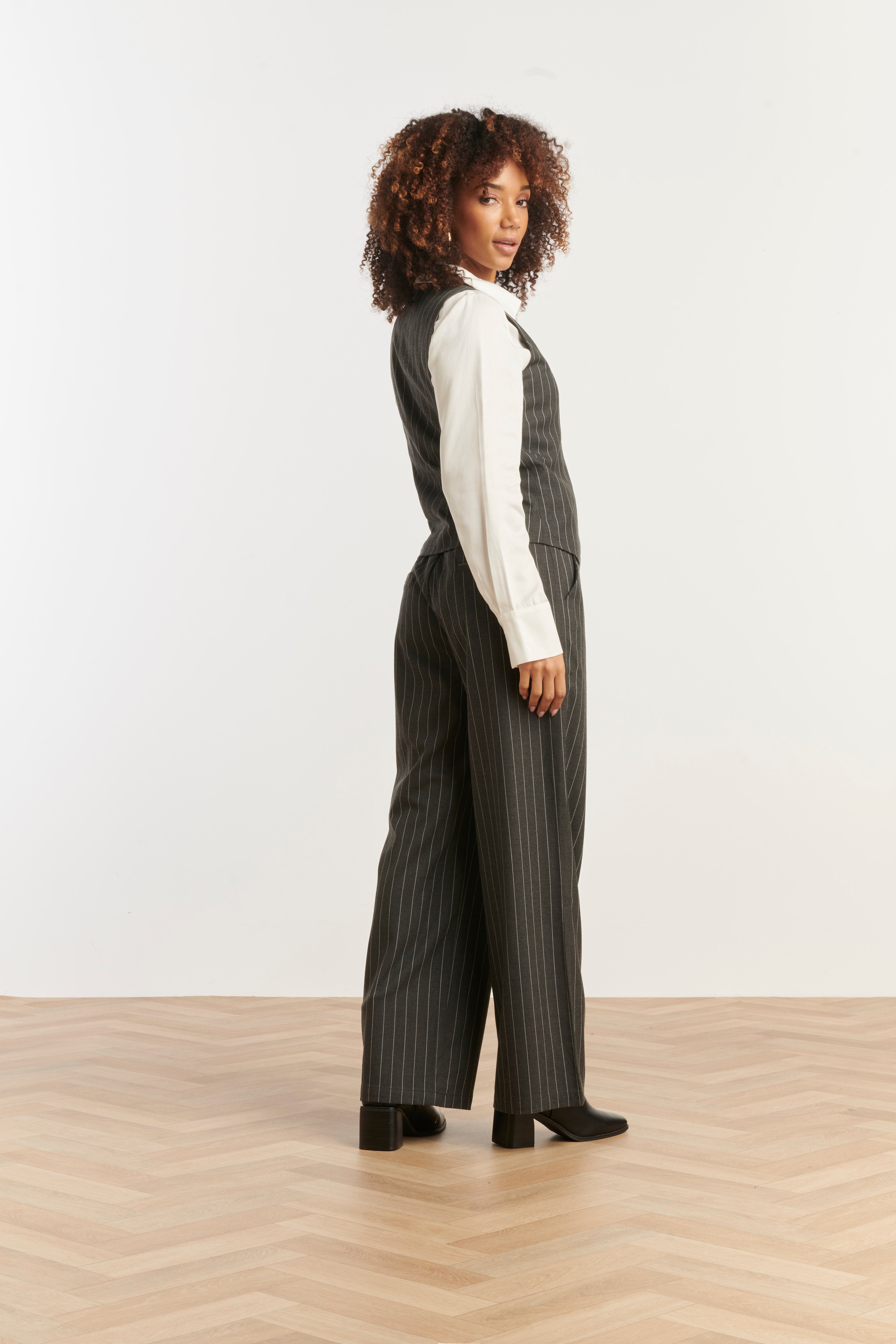 Smashed Lemon Grey Pinstripe Waistcoat