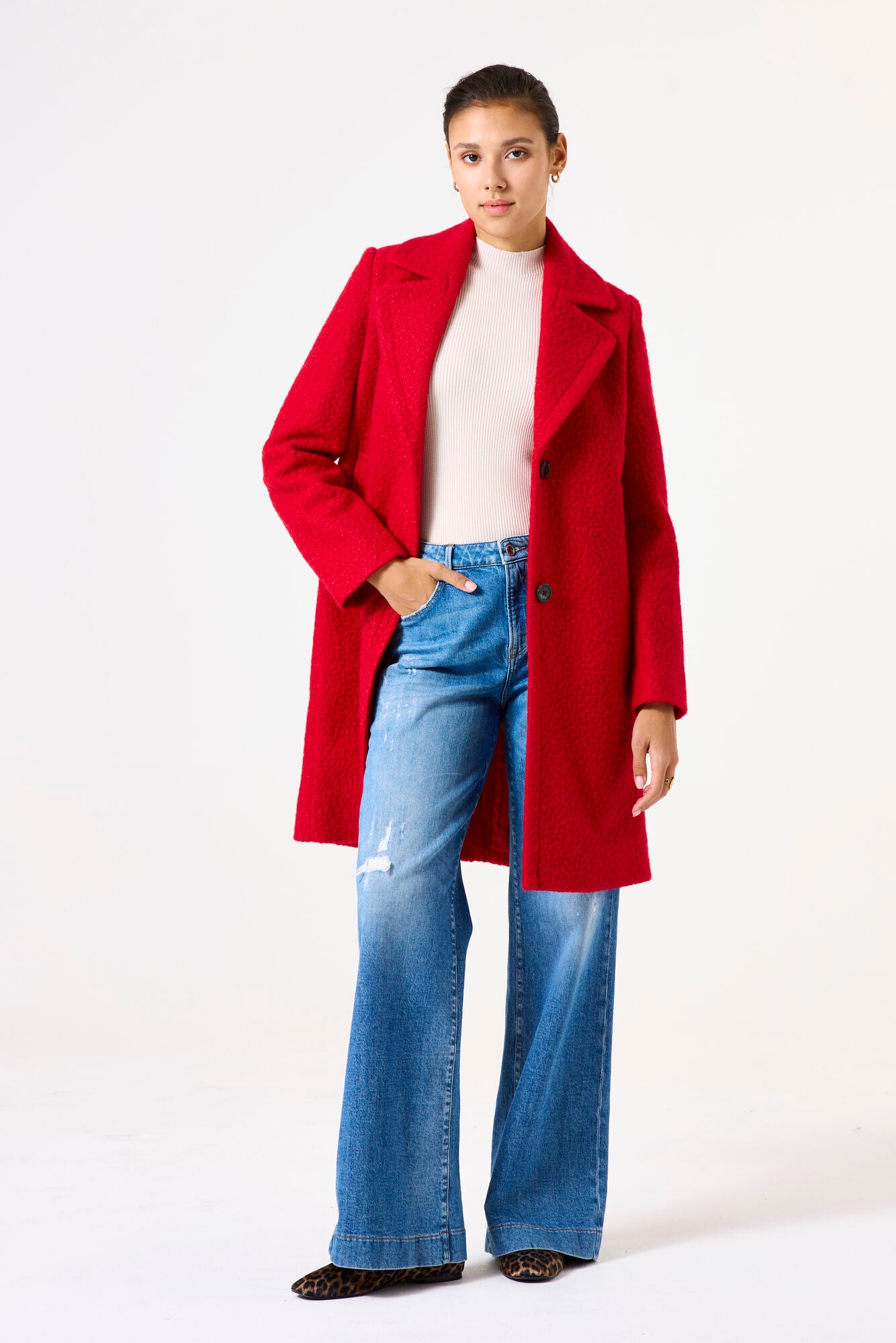 Garcia Red Boucle Coat