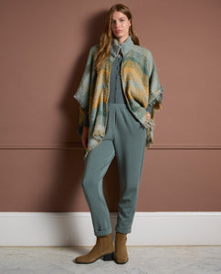 Surkana Poncho with zip Green
