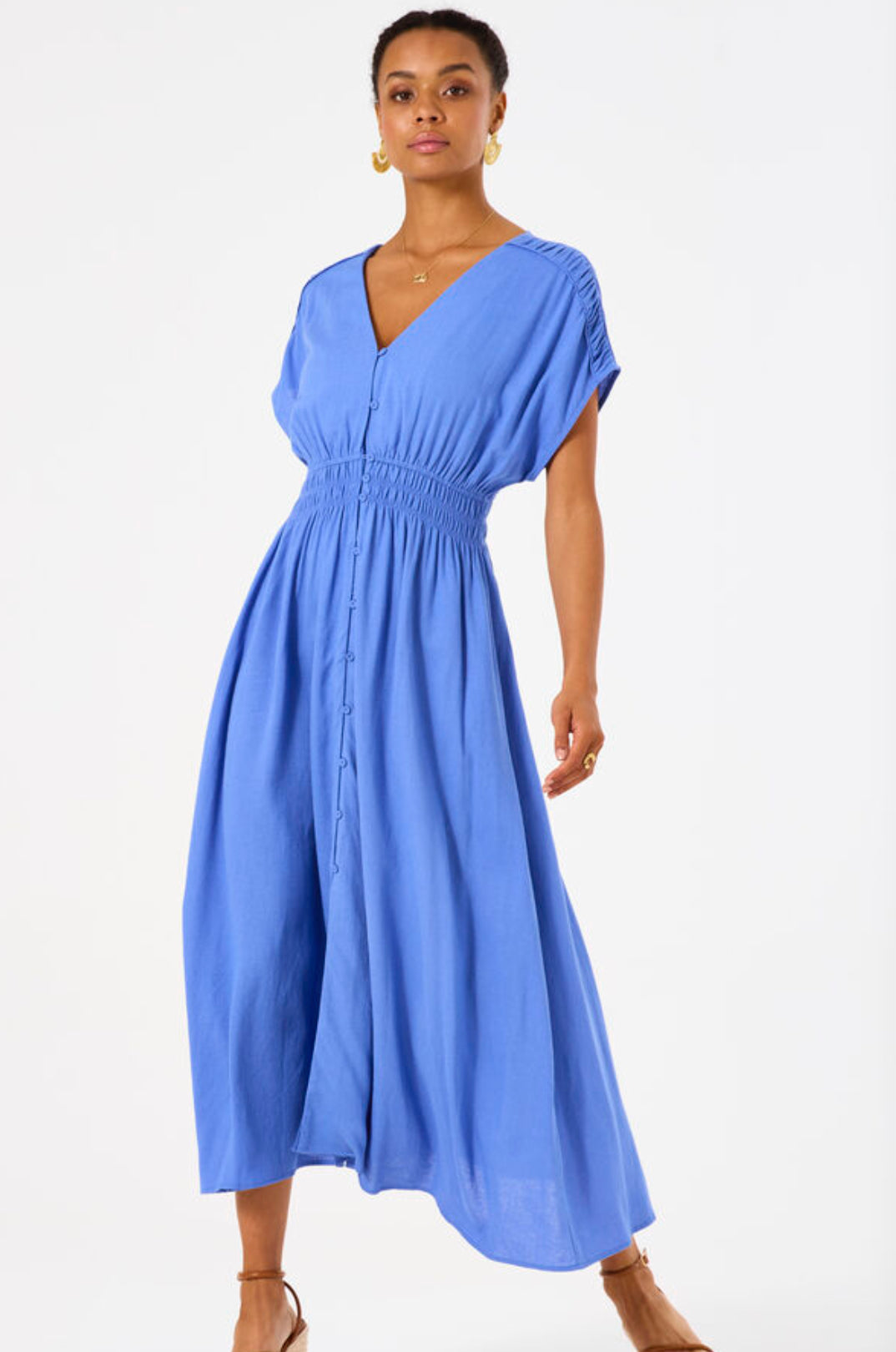 Garcia Blue linen look dress