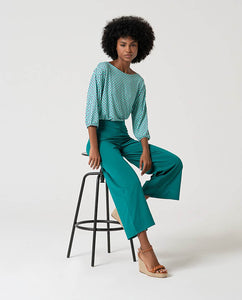 Surkana Boat neck Top in Aqua