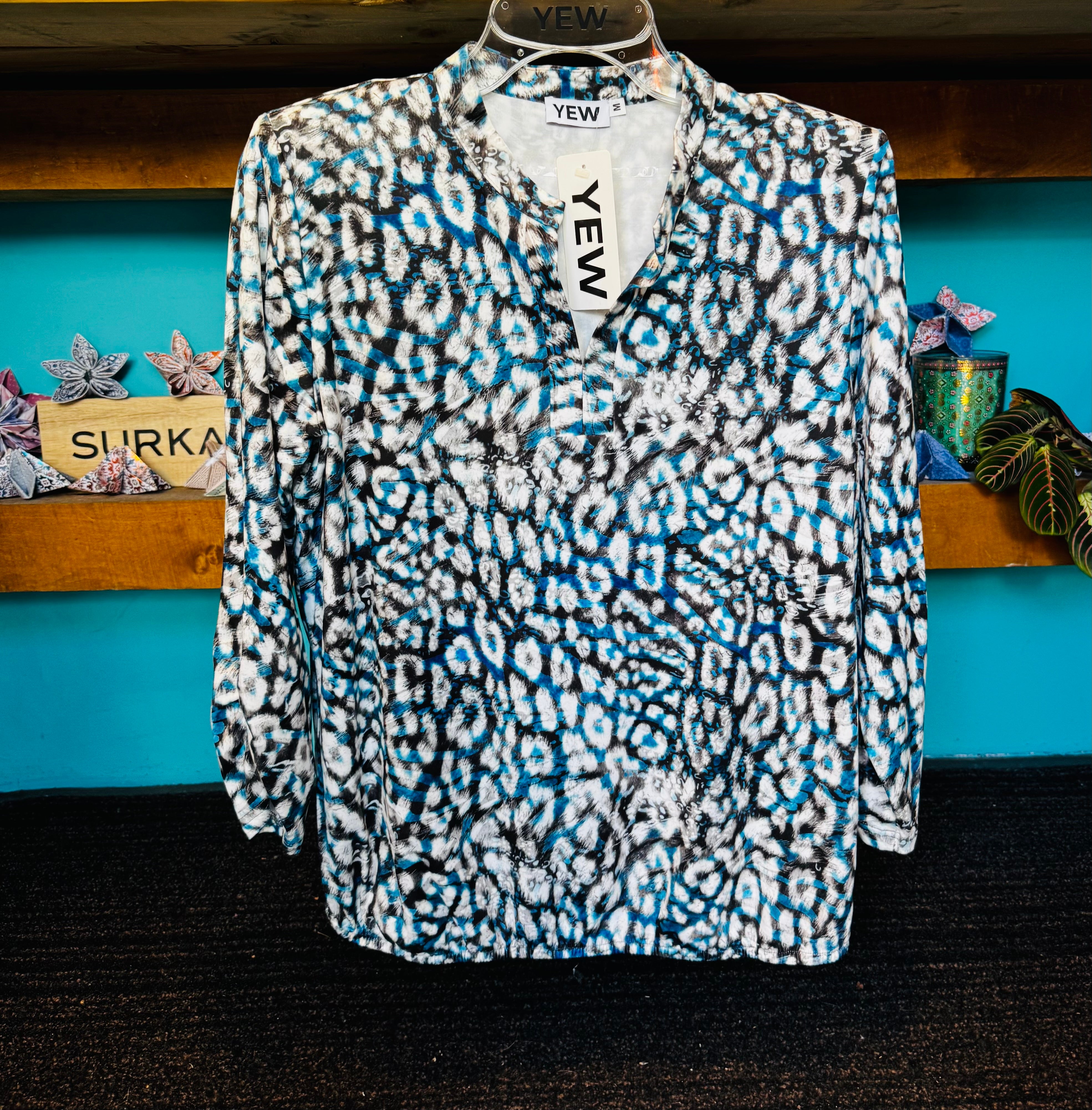 Yew Top in Teal Print