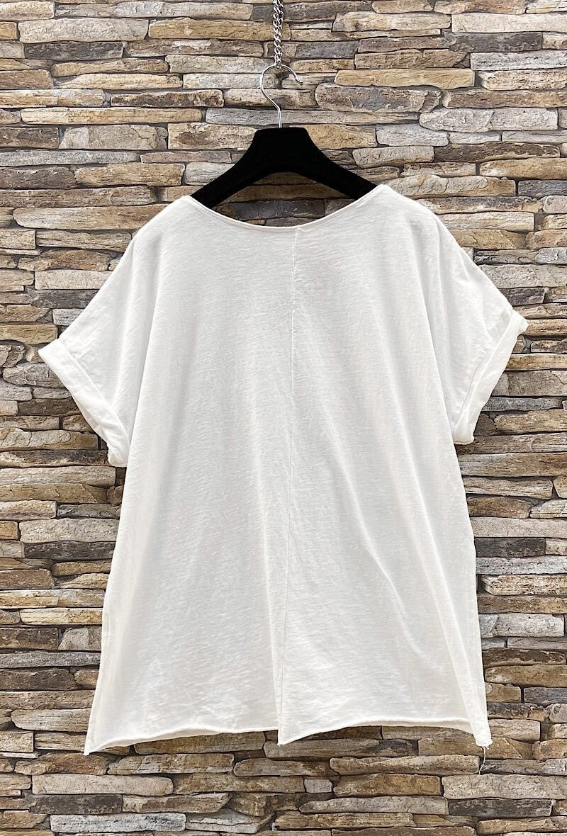 T-shirt top in White