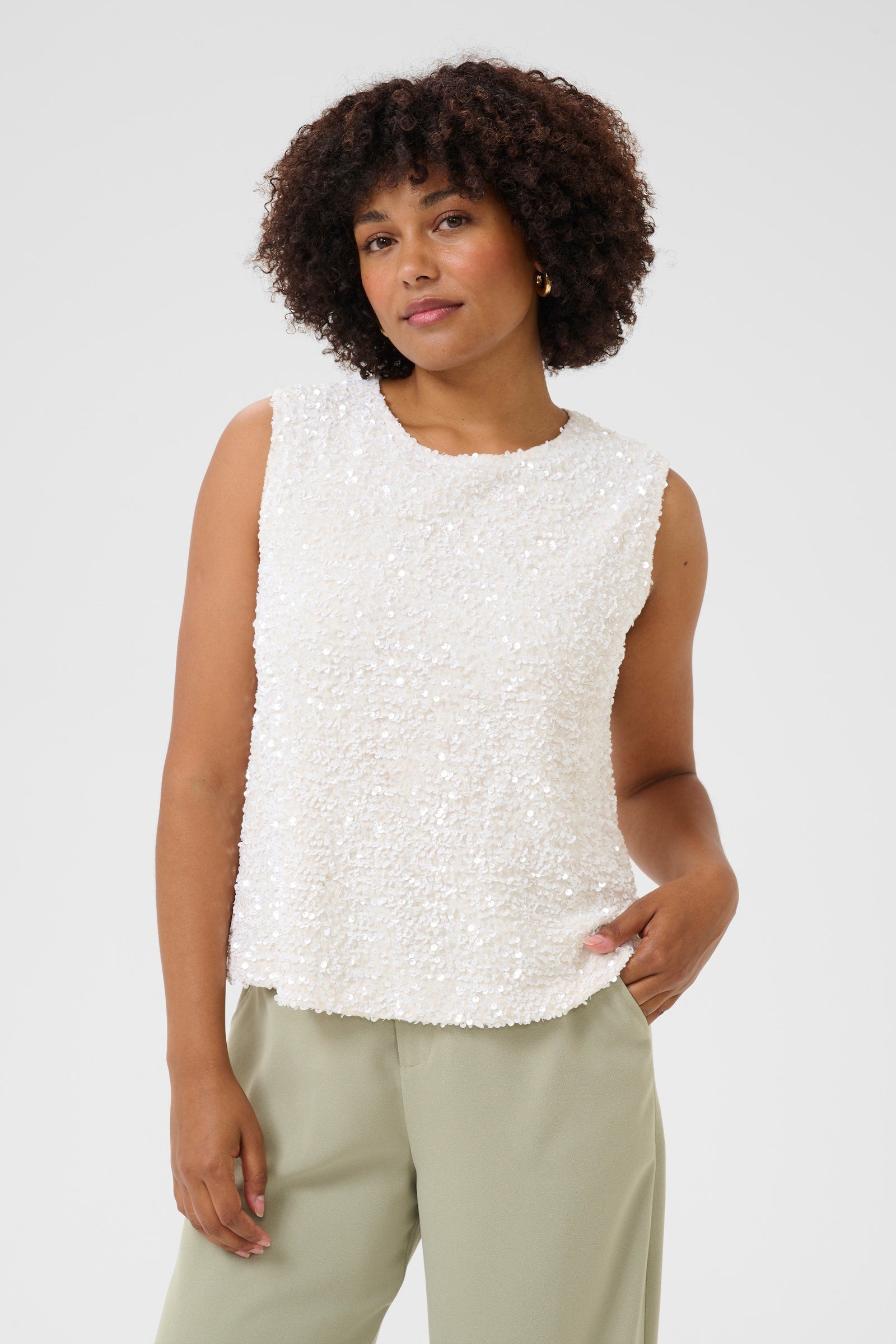 CREAM Sequin top in Ivory