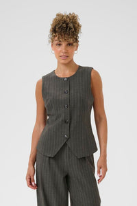 CREAM Grey Pin Stripe Waistcoat