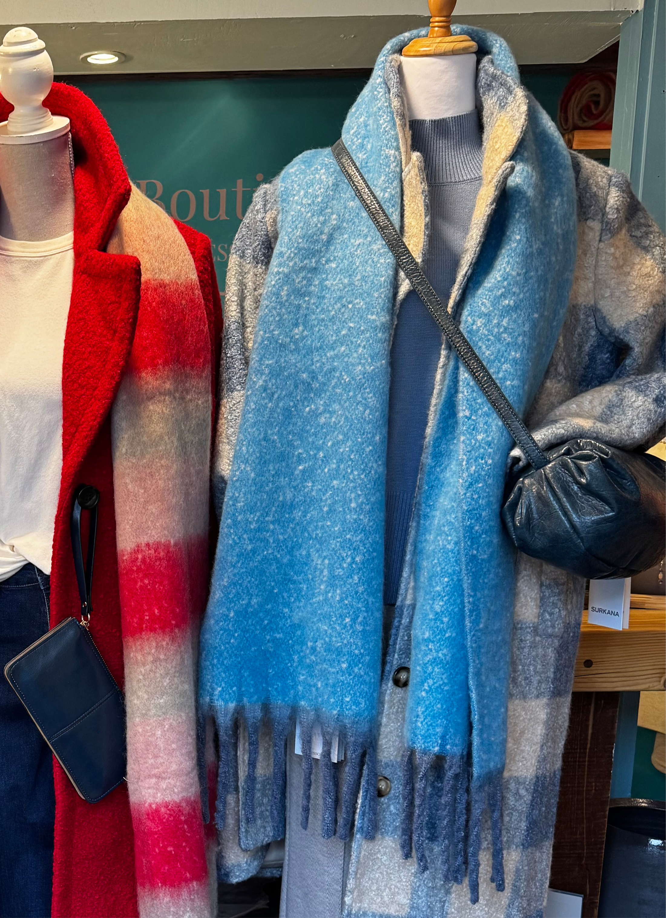 Surkana soft Blue fringe scarf
