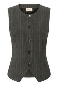 CREAM Grey Pin Stripe Waistcoat