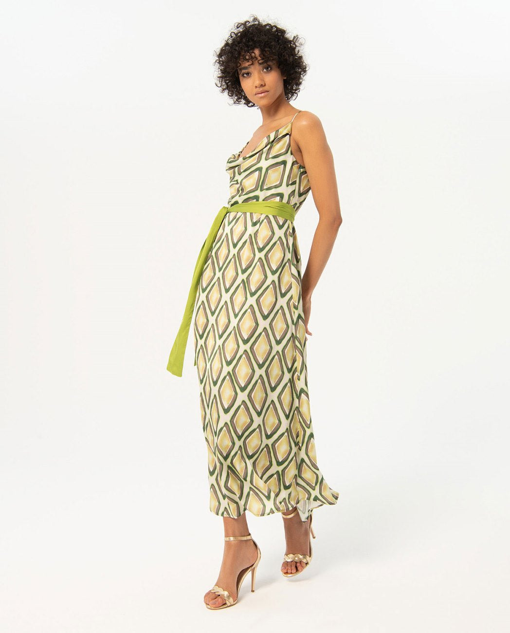 Surkana Tisa Draped Green Dress