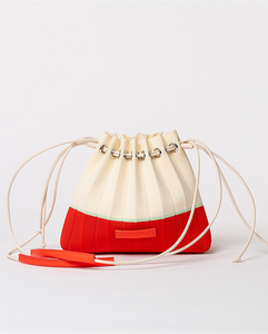 Surkana Pleated bag in Cream & Red