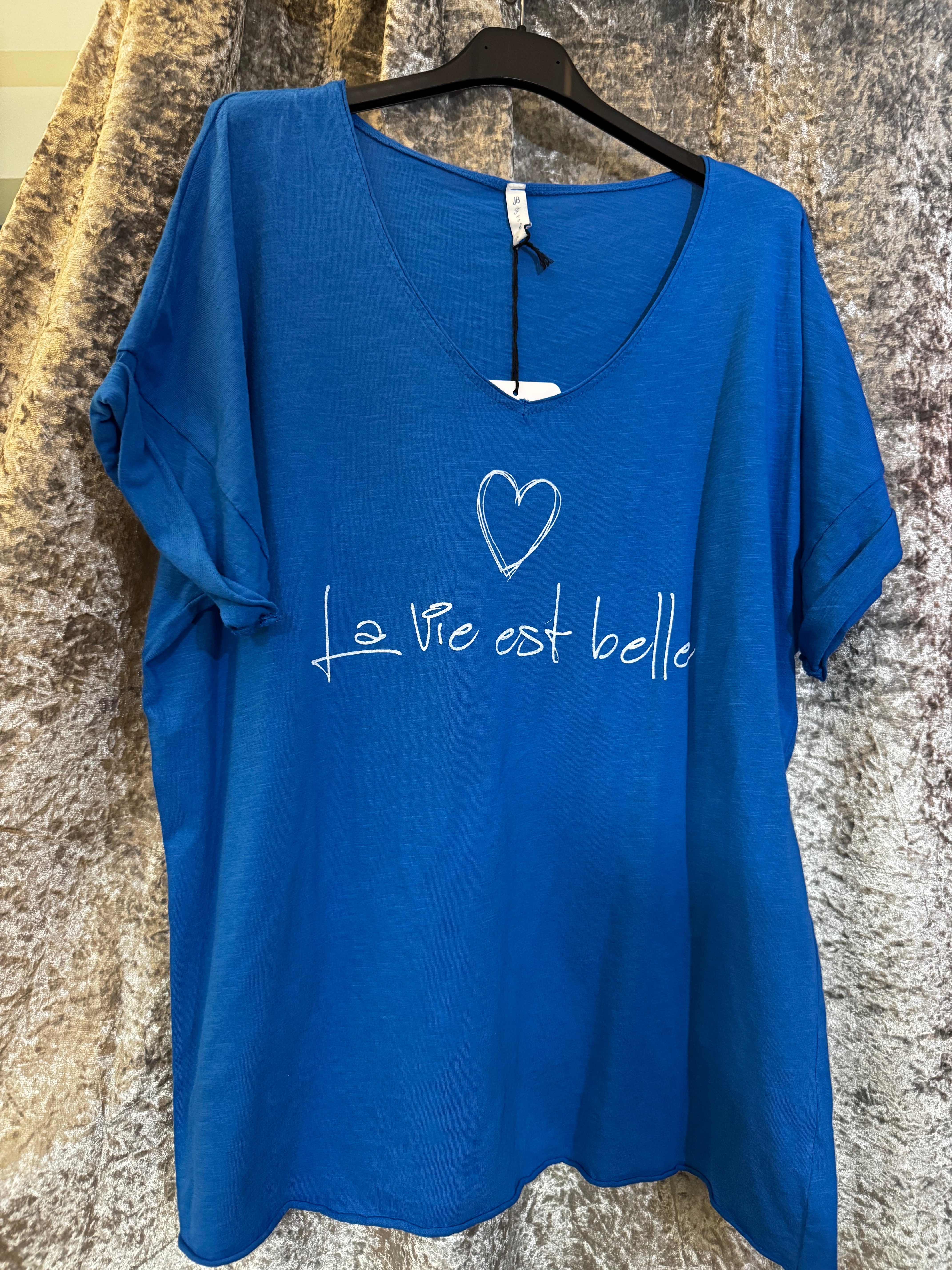 T-shirt top in Cobalt