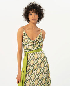 Surkana Tisa Draped Green Dress