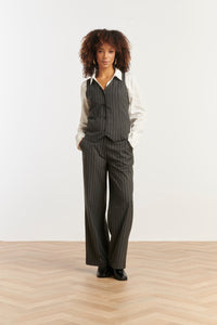 Smashed Lemon Grey Pinstripe Trousers