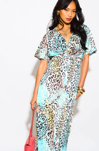 Twist Midi Dress Mint Leopard