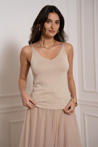 Choklate Eve Lurex knit Cami Camel