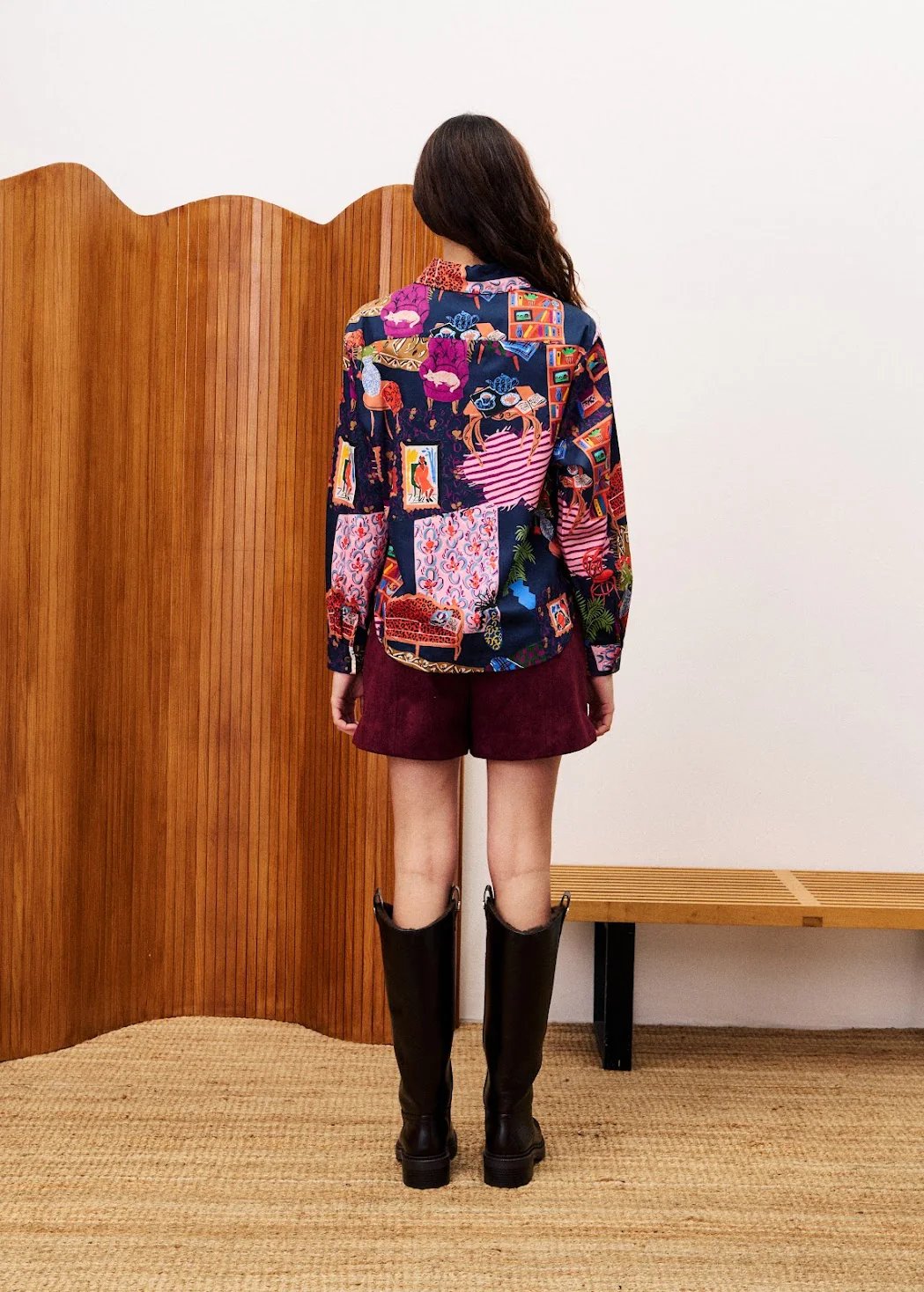 FRNCH Navy Print Shirt