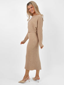 Kate & Pippa Amelia knit Dress in Camel