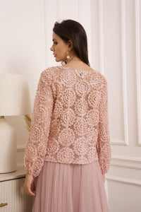 Choklate Textured Rosette Pink top