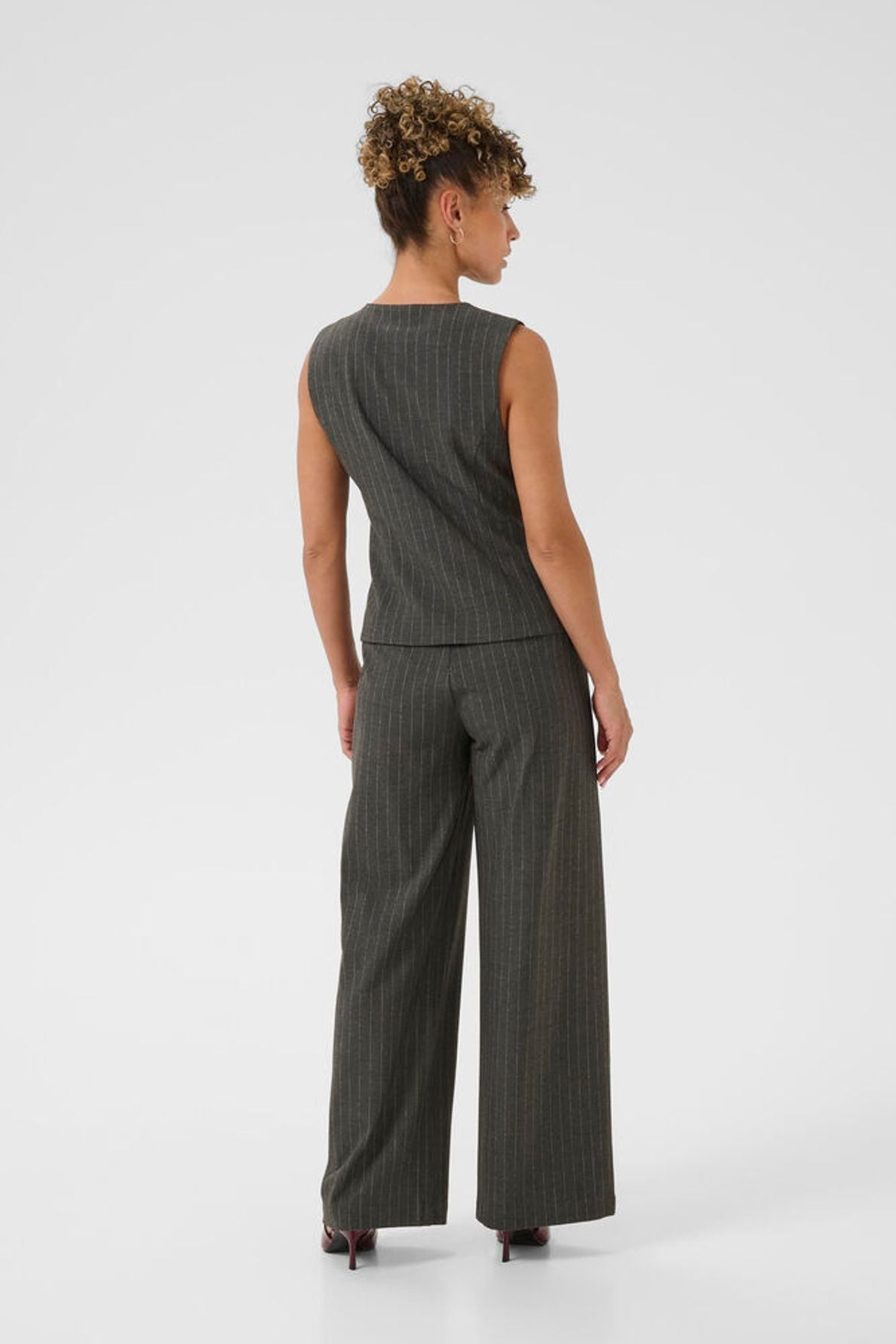 CREAM Grey Pin Stripe Waistcoat