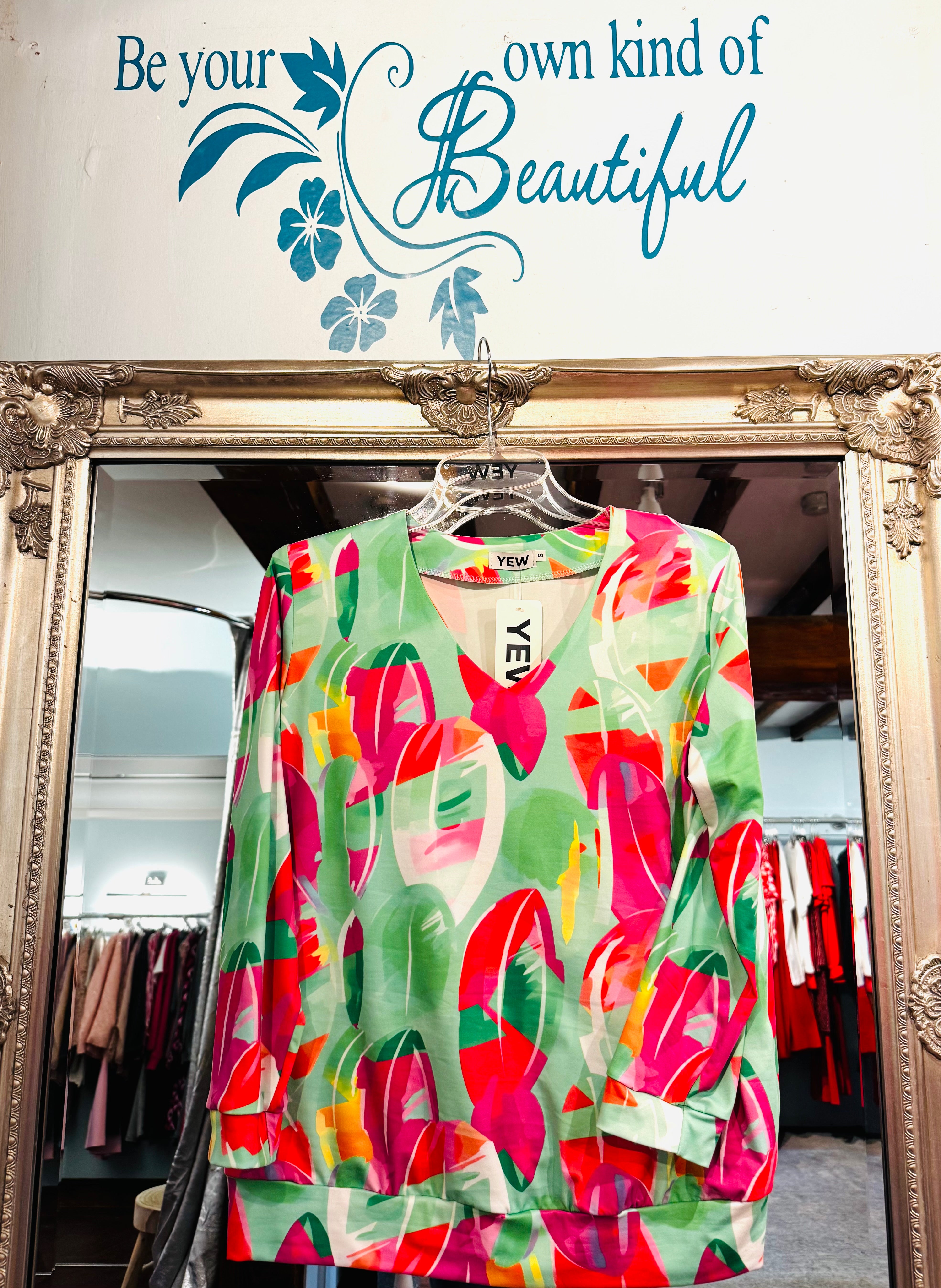 Yew Band top Green & pink