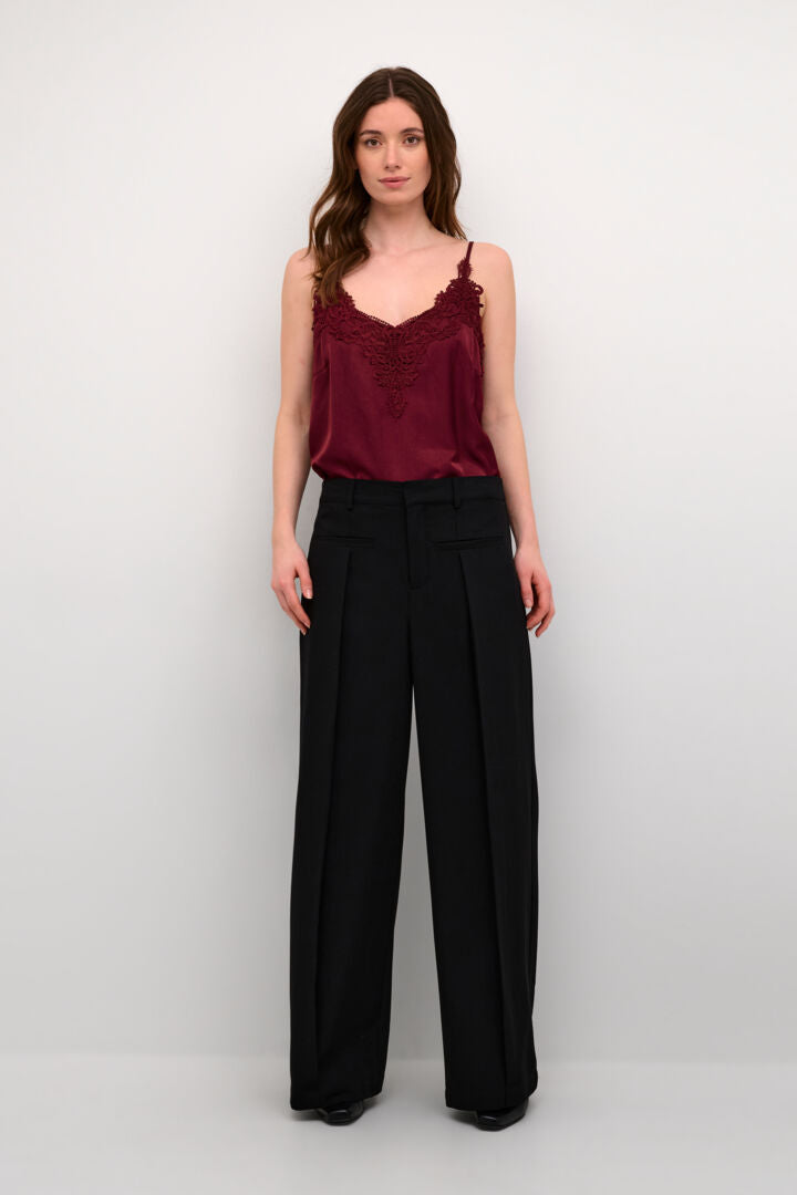 CREAM Bito Wide Leg Trousers Black