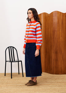 FRNCH Maud Orange stripe cardi