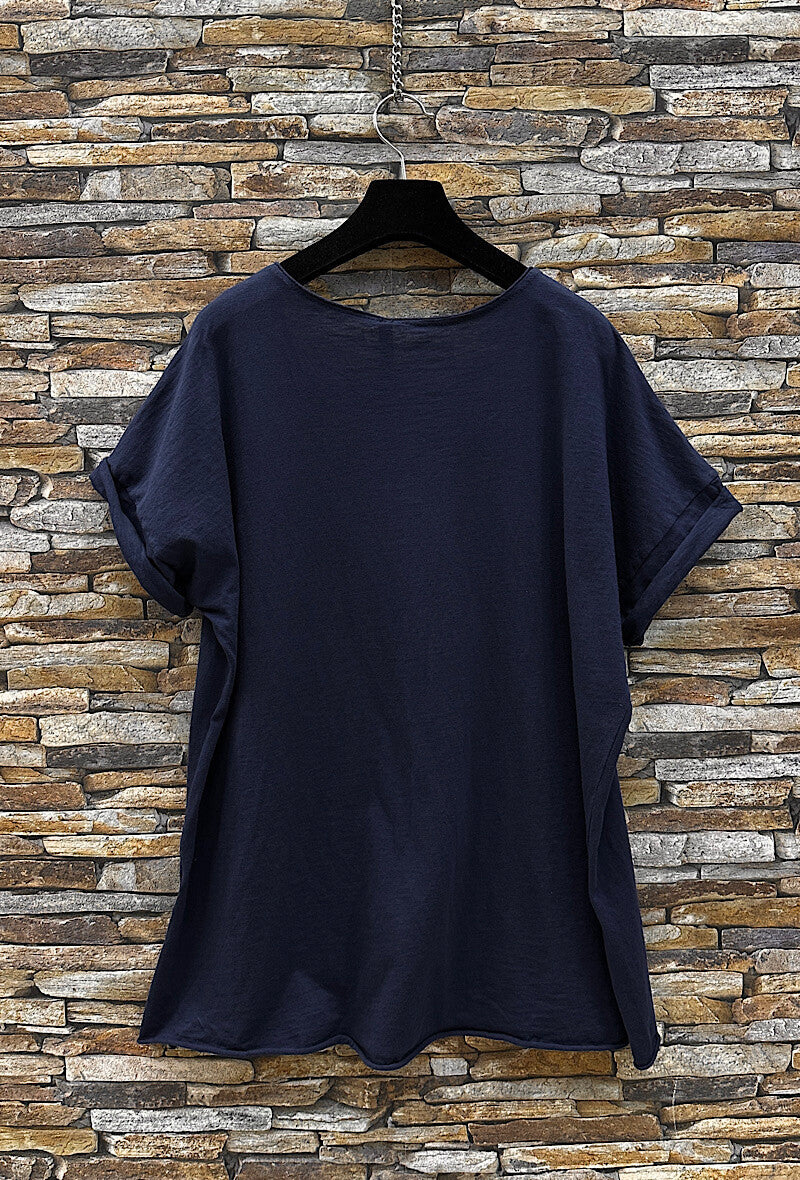 T-shirt top in Navy