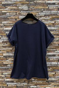 T-shirt top in Navy