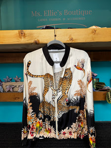 Zola Black trim Animal print Bomber