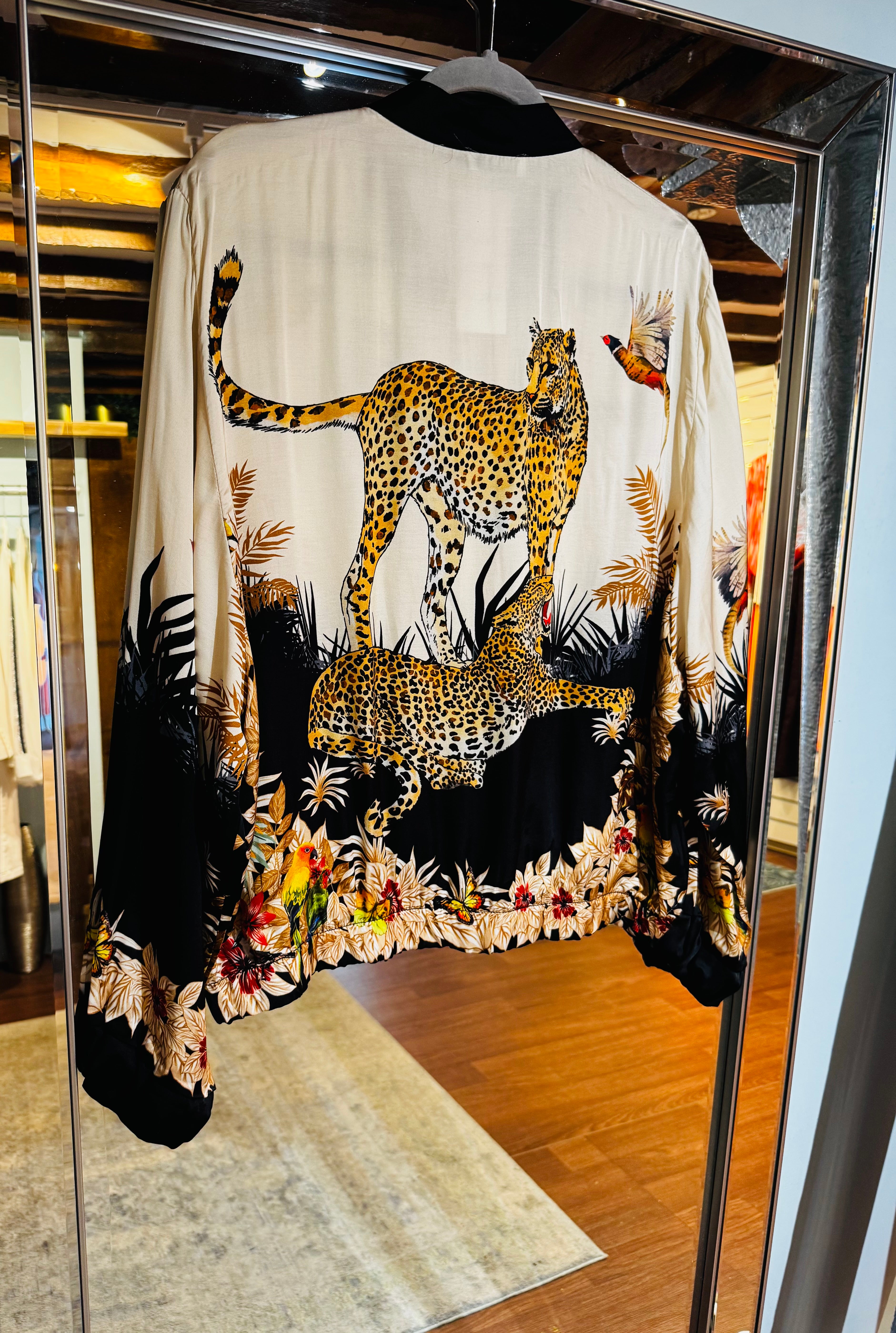 Zola Black trim Animal print Bomber