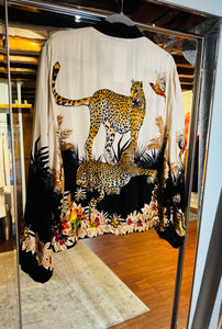 Zola Black trim Animal print Bomber