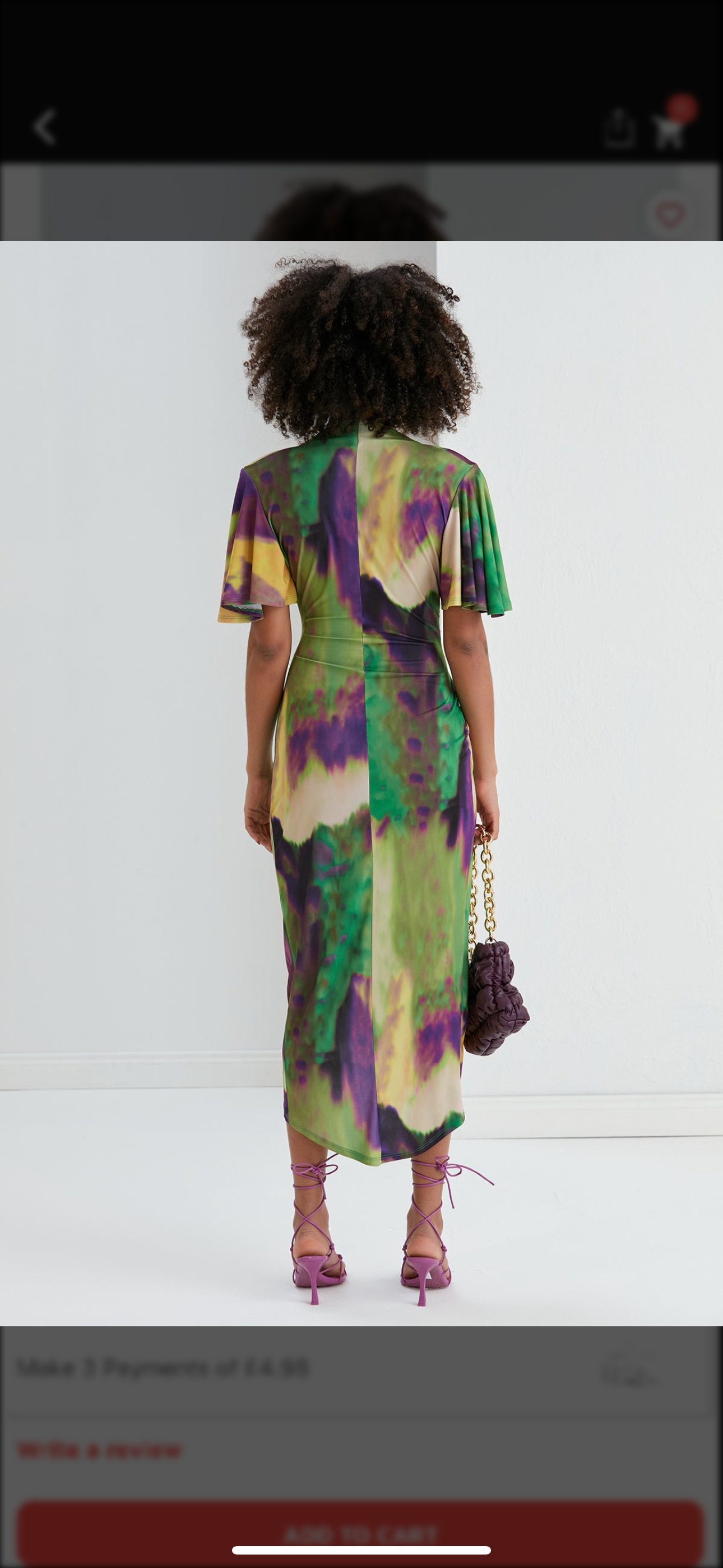 Angel Sleeve Wrap-style Dress Khaki purple