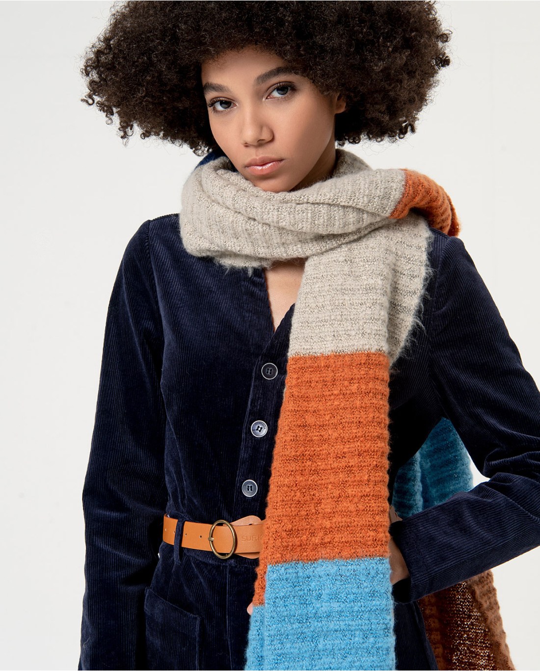 Surkana Long Chunky Scarf Blue