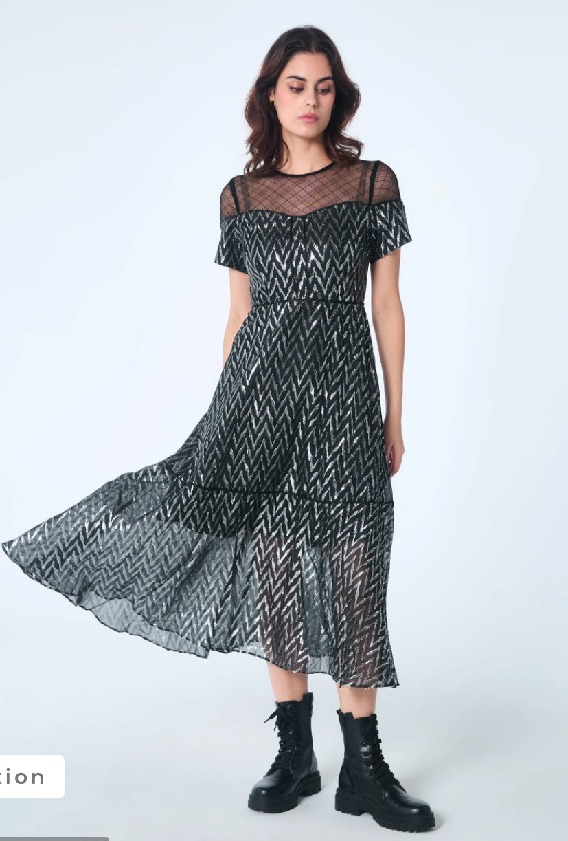 S&J Tulle Printed Tea Dress