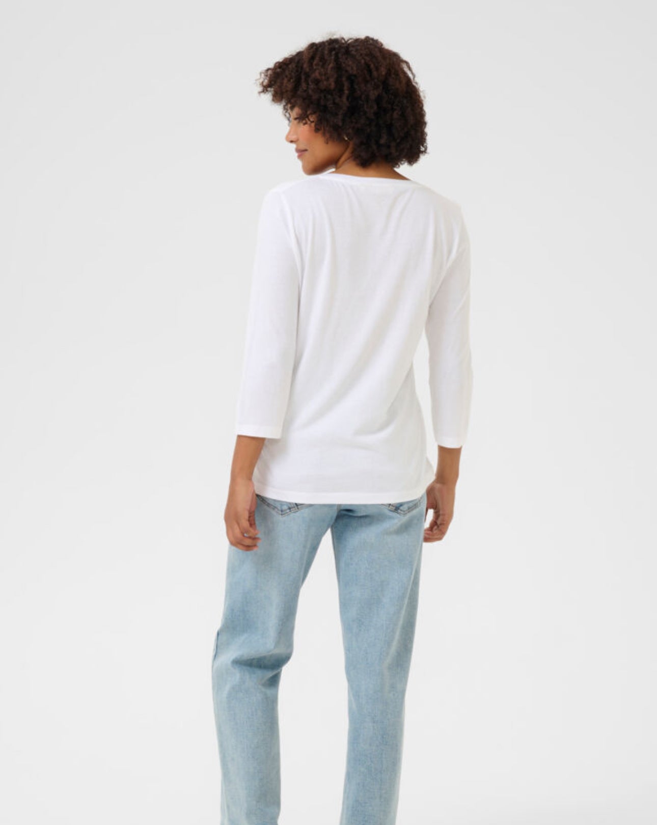 CREAM Naia White v-neck 3/4 sleeve t-shirt