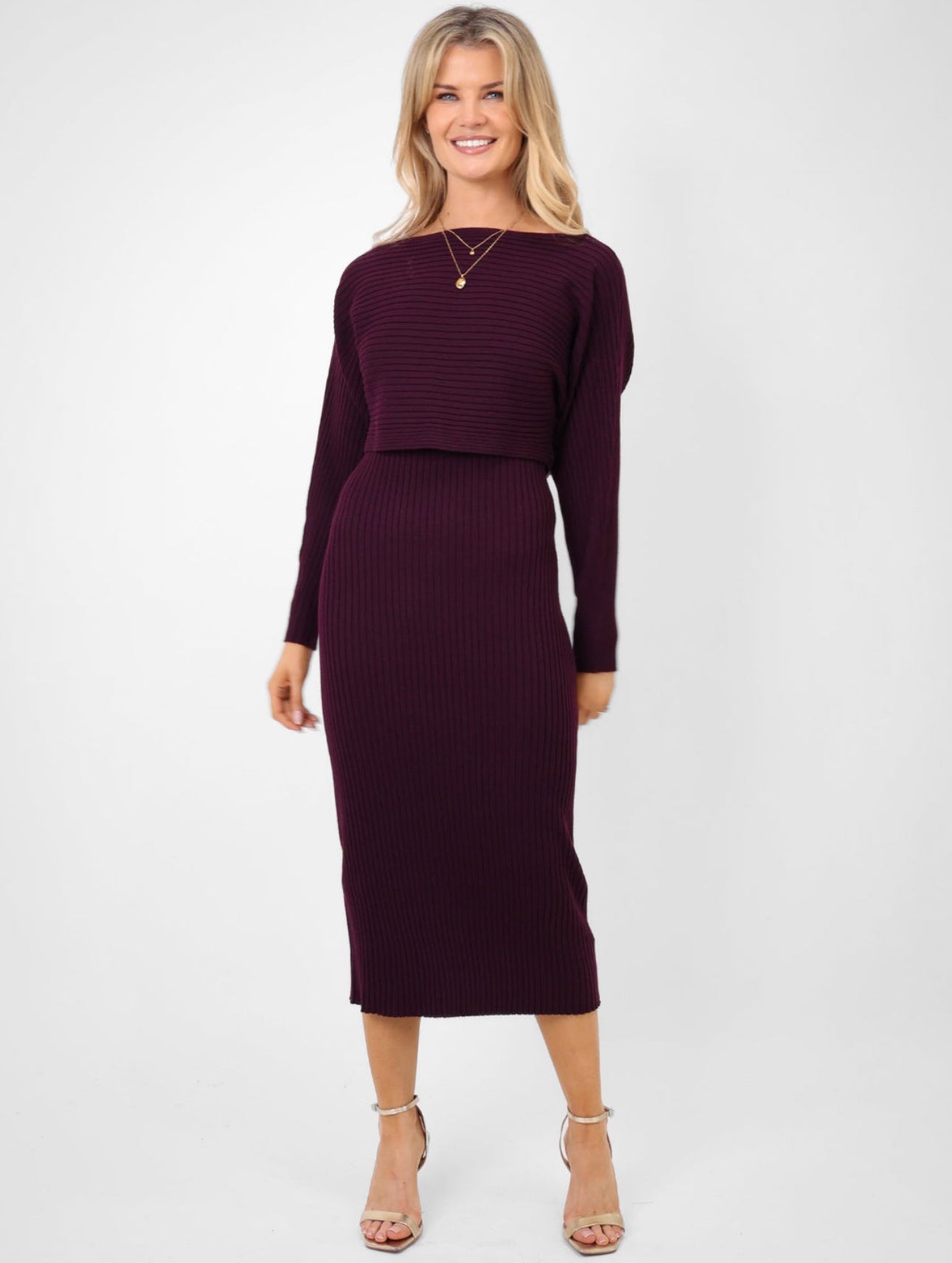 Kate & Pippa Amelia knit Dress Mulberry