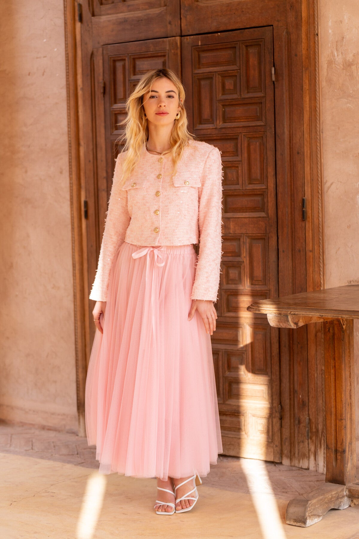 Jenny Short Pink Tweed Jacket
