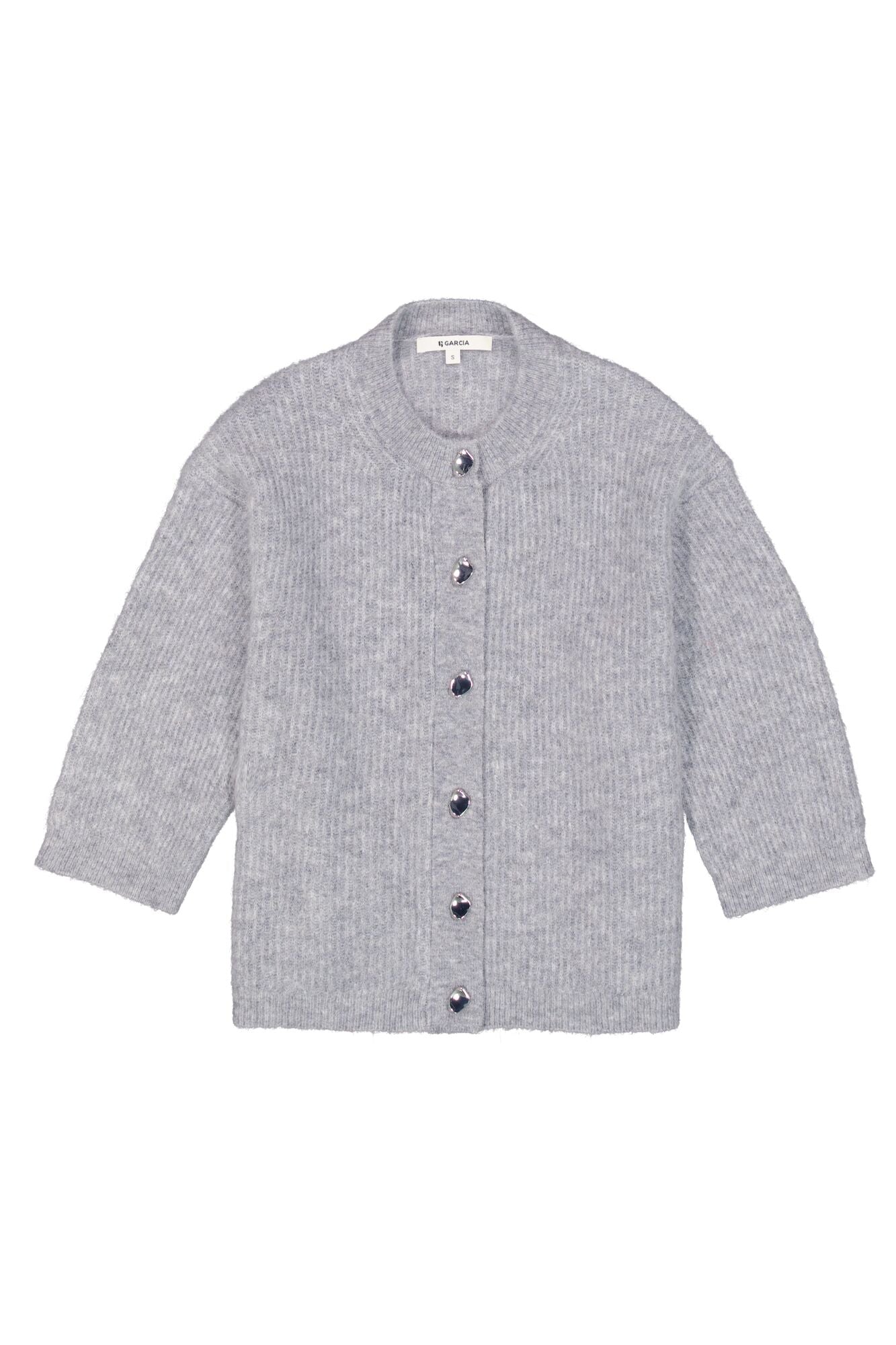 Garcia Grey Cardi button detail
